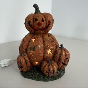 Crazy Mountain Smiling Resin Spooky Stacked Pumpkin Lamp Night Light Halloween